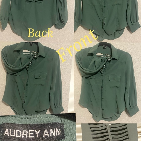 Sheer army green top - Picture 3 of 8